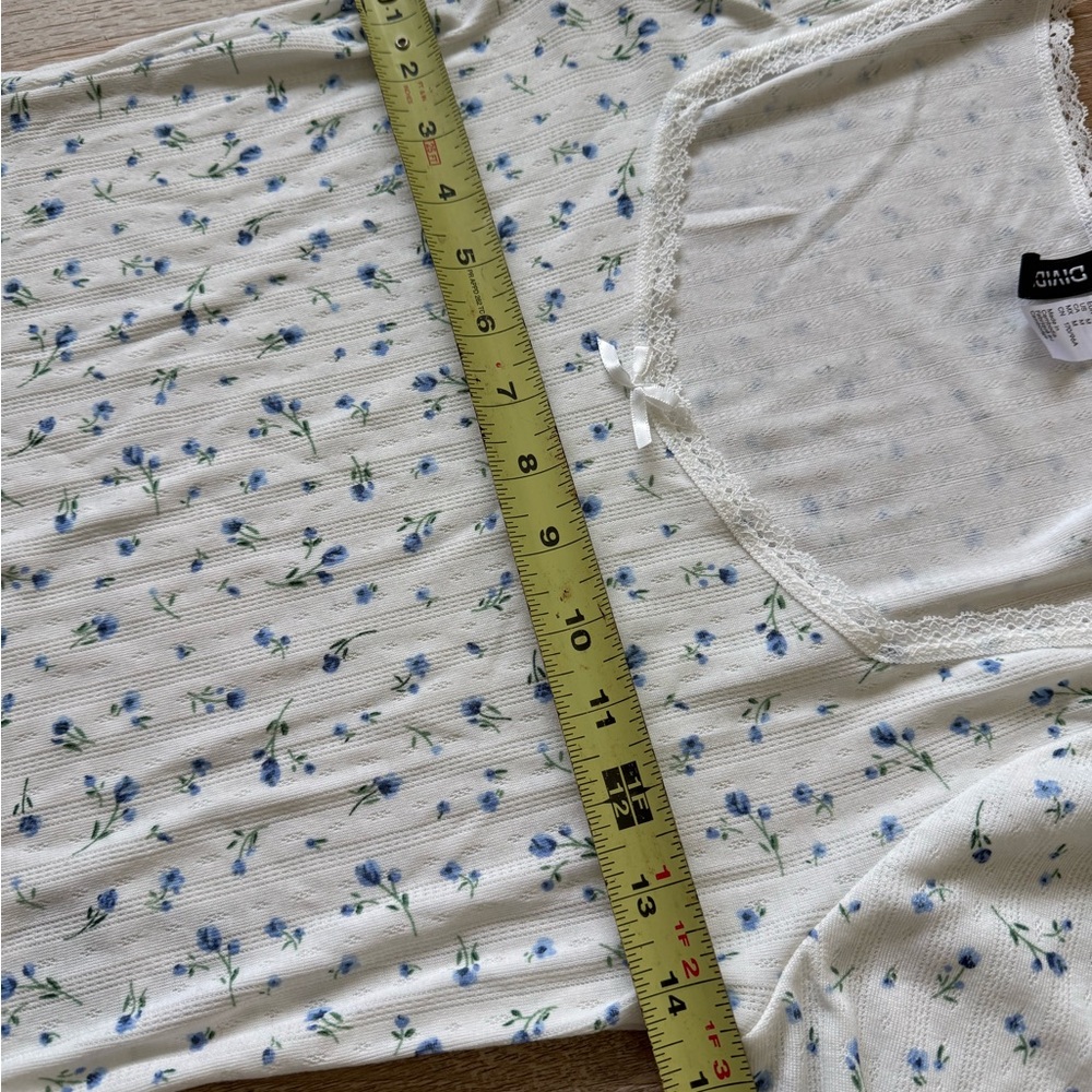 Floral Top Blue Flowers Cottage core Long-sleeve Y2K Style Basic Essential H&M - Picture 3 of 5